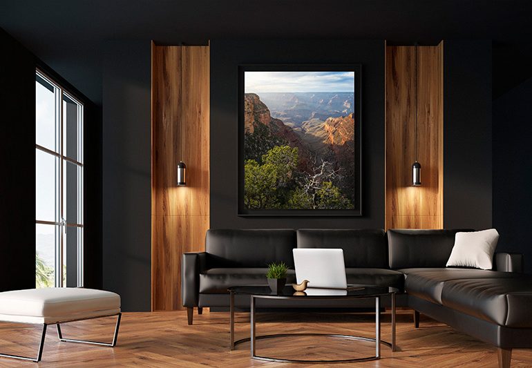 Living Room With Fine Art Displayed above the couch.