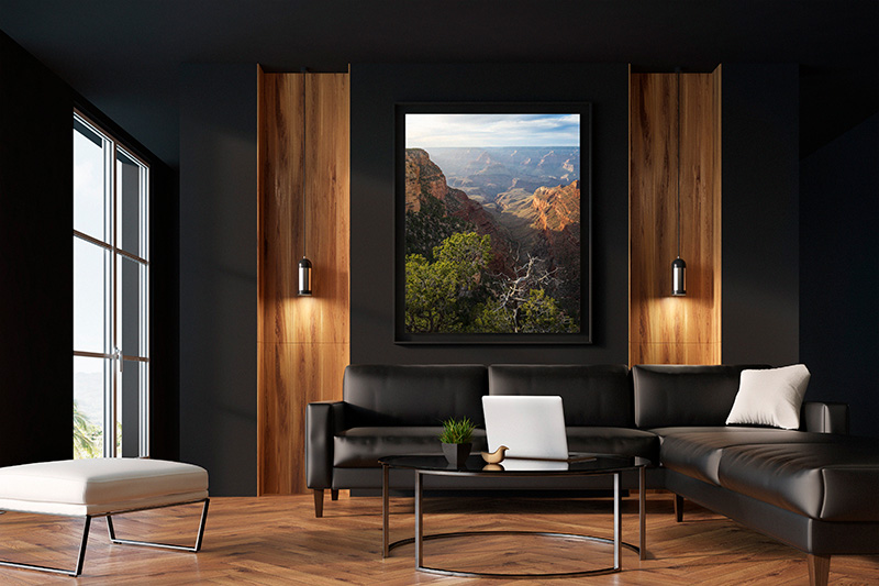 Living Room With Fine Art Displayed above the couch.